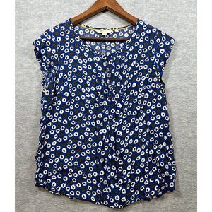 Boden Women's Floral Print Blouse US 8 Blue & White Casual‎ Summer